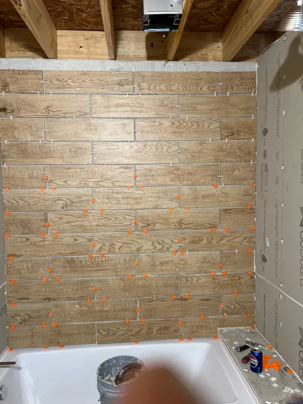 Shower tile going up